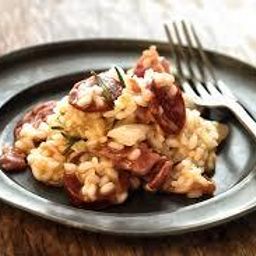 porcini funghi risotto and cold Tuscan sausage