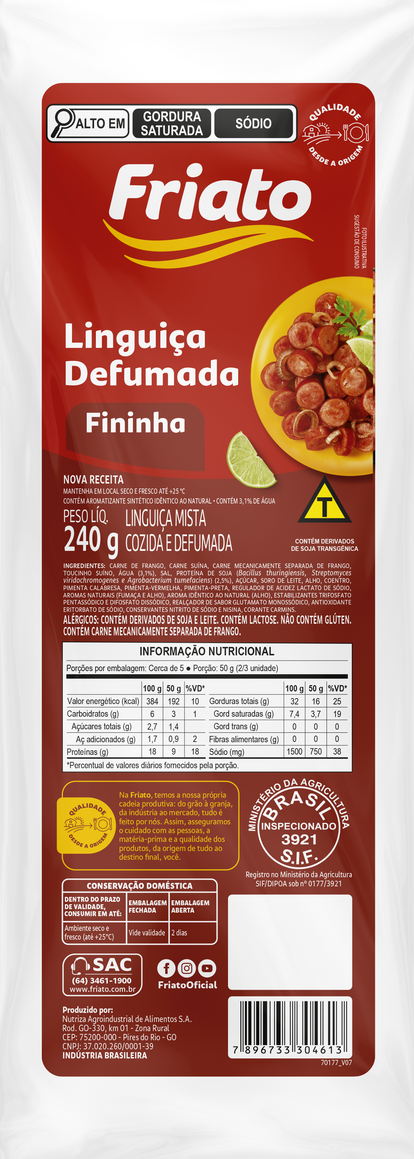 Linguiça Defumada Fininha (240g)